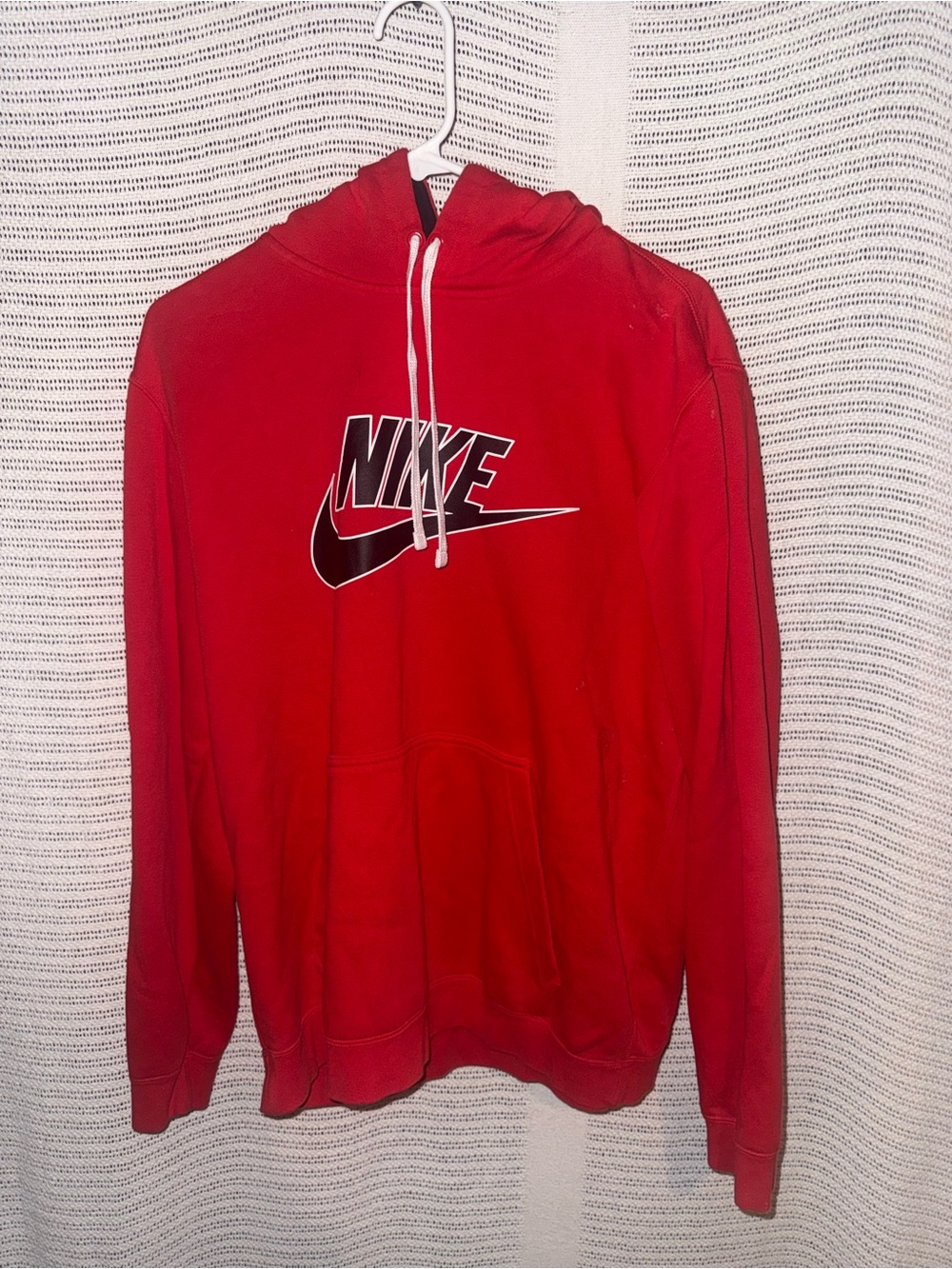Nike Men’s Red Crewneck Hoodie with Black Logo